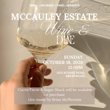 Wine & Dine at McCauley Estate Vineyards