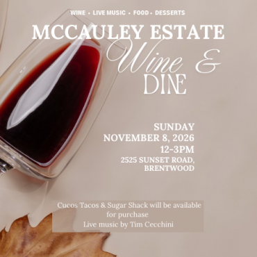 Wine & Dine at McCauley Estate Vineyards